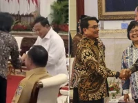 Sebagai Pelipur Politik, Sri Mulyani Prabowo Saling Sapa, Moeldok Jabat Tangan Dengan AHY
